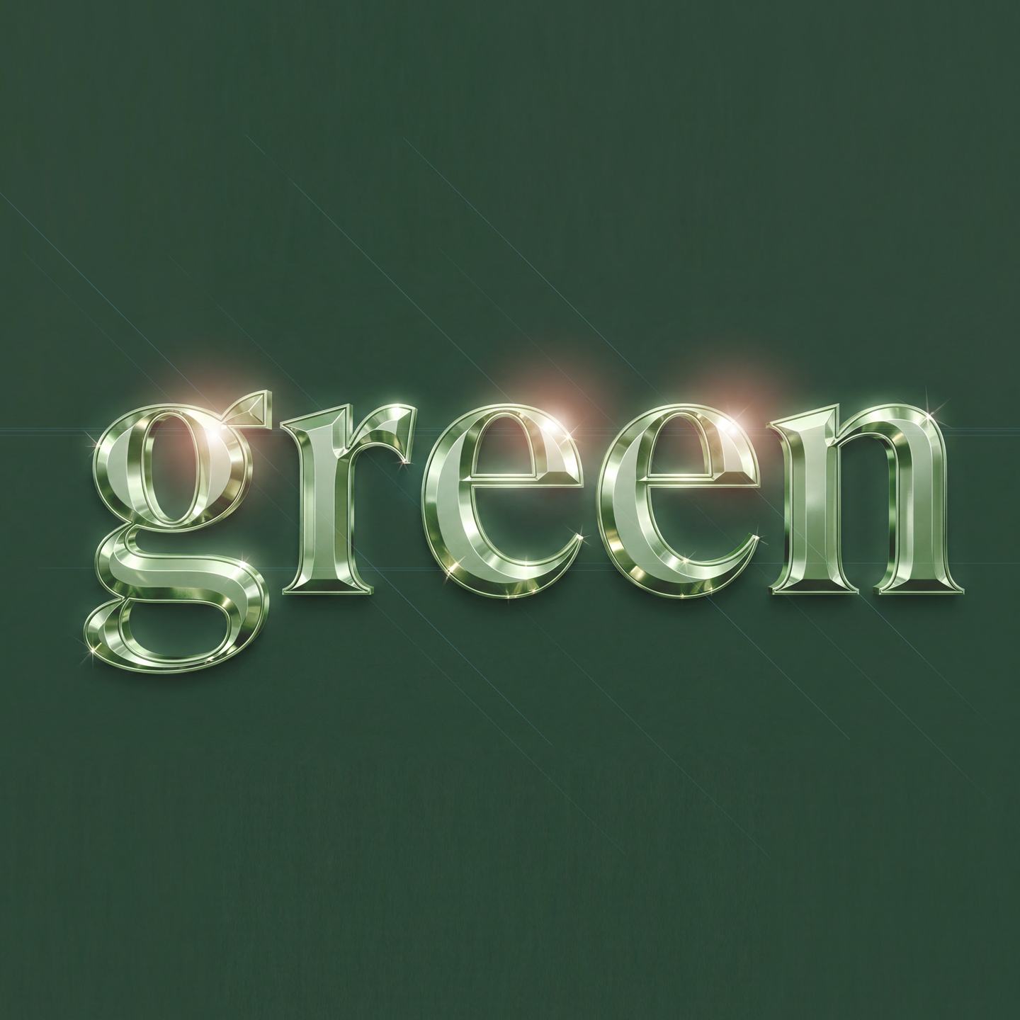 Kuvassa kimalteleva teksti green